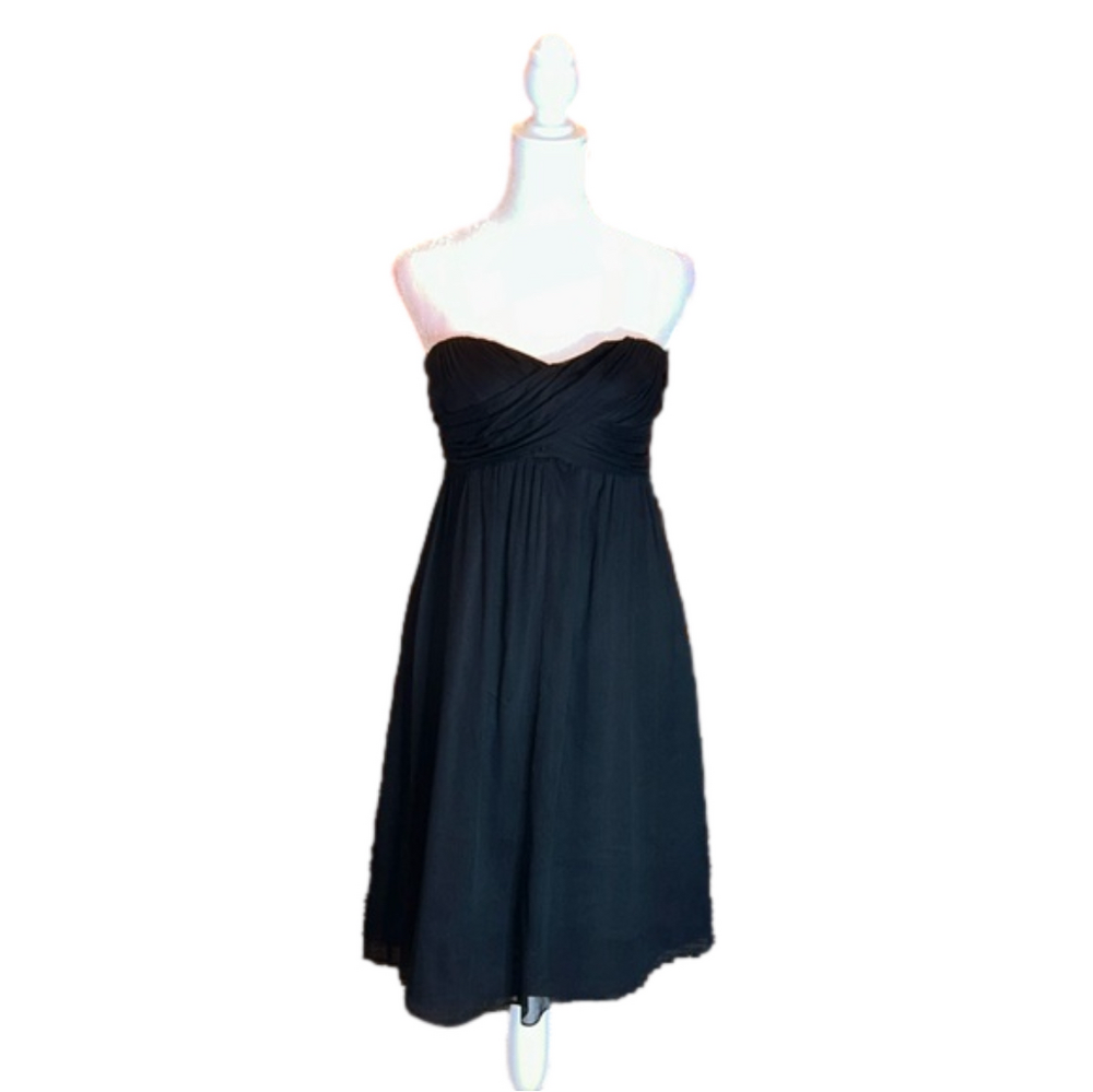 J. CREW 100% Silk Black Chiffon Strapless “Taryn” Dress Size 2 - Picture 3 of 8